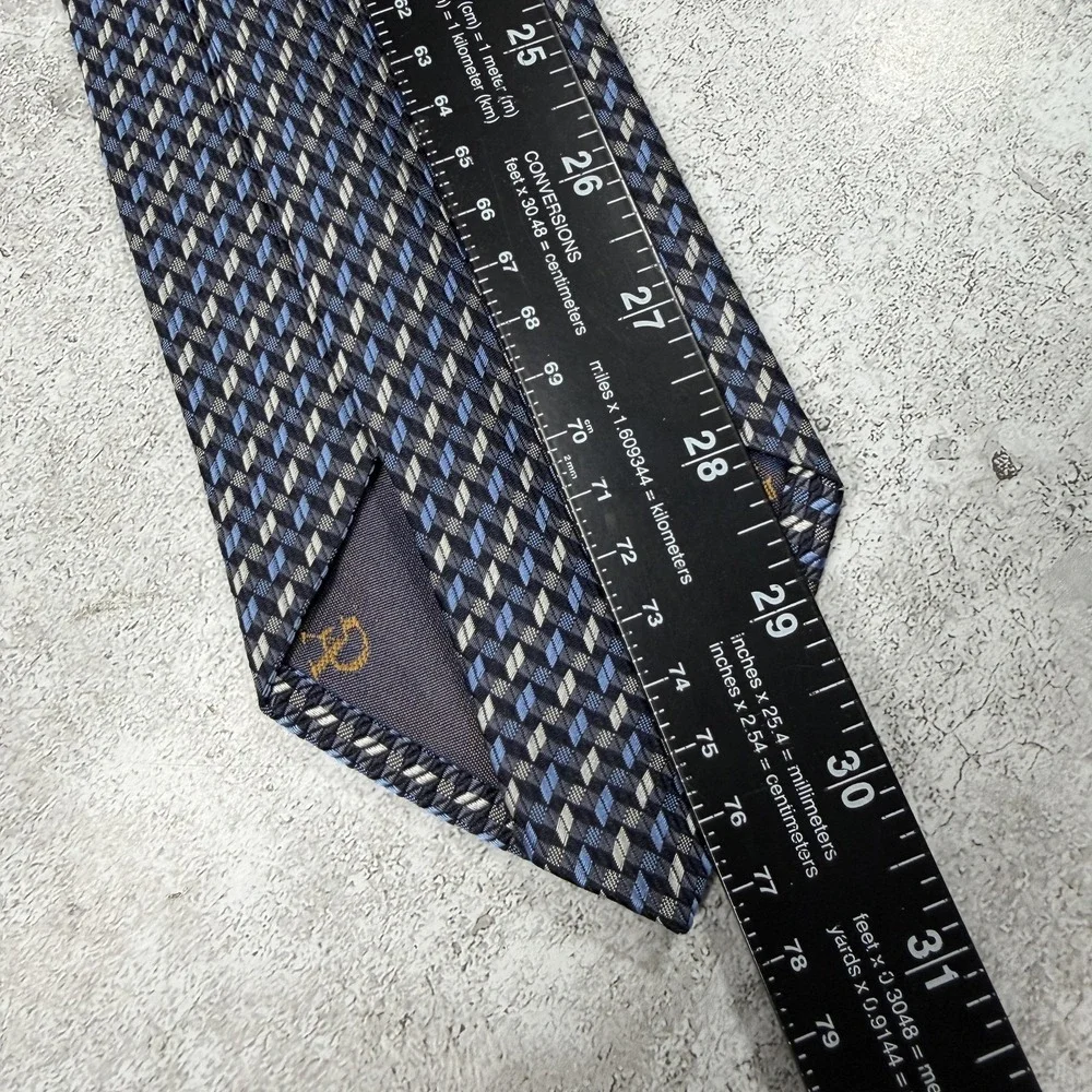 Valerio‎ Garati Silk Tie Mens One Size Blue Geometric 100% Silk Necktie